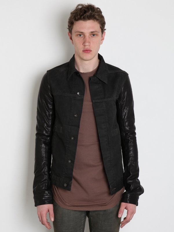 Rick Owens DRKSHDW Men's Denim Leather-Sleeve Jacket