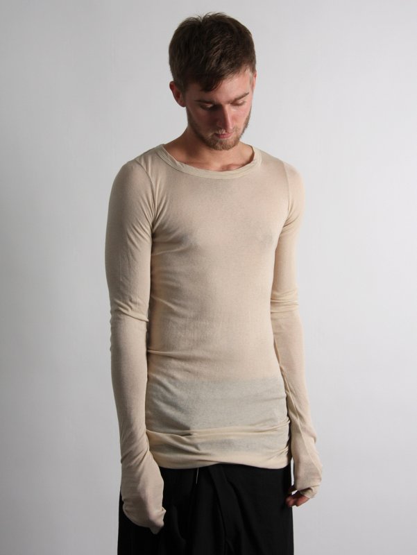 rick owens Semi-sheer Woven Long Sleeve T-Shirt