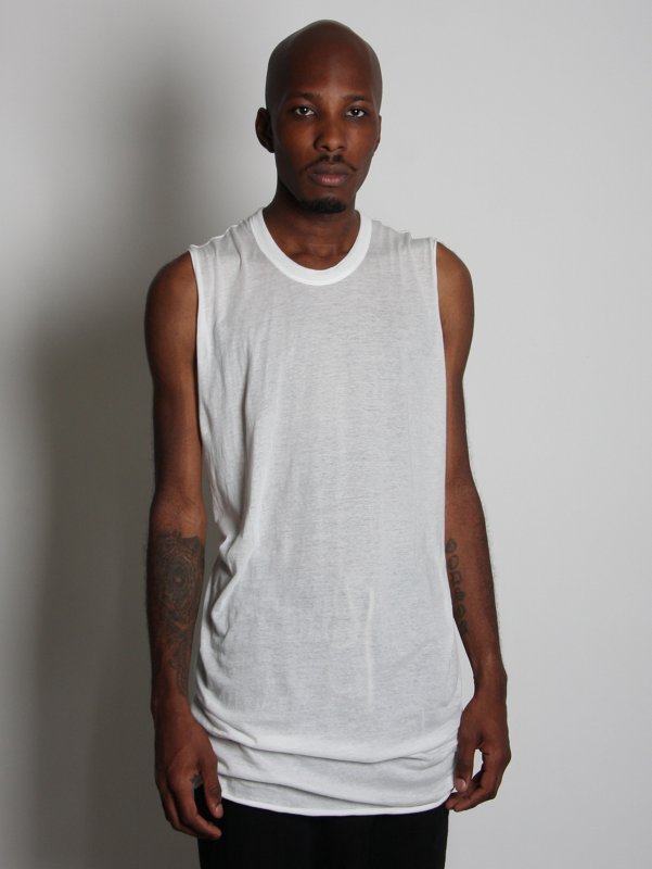 Rick Owens White Semi-Sheer Sleeveless Jersey T-Shirt
