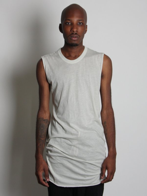 Rick Owens Oyster Semi-sheer Sleeveless Jersey T-Shirt
