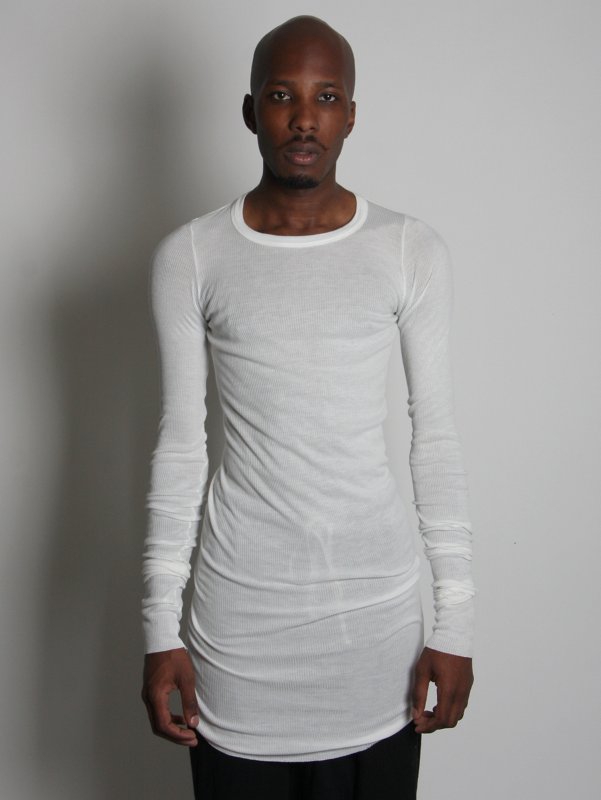 White Long Sleeve Ribbed T-Shirt