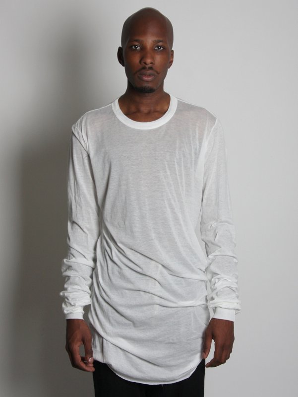 White Long Sleeve Semi-sheer T-Shirt