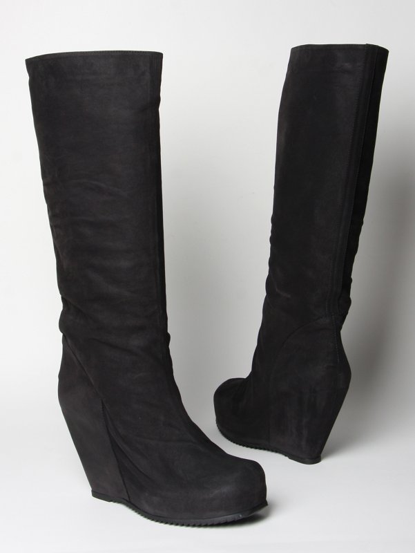 Rick Owens Suede Platform Wedge Boots