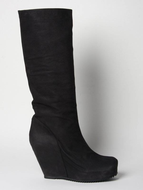 Rick Owens Suede Platform Wedge Boots
