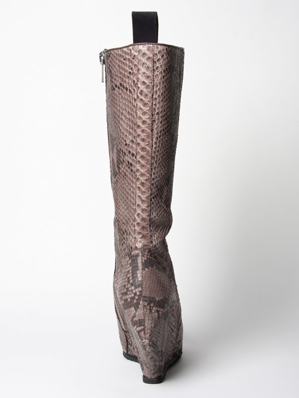 Rick Owens Snakeskin Platform Wedge Boots