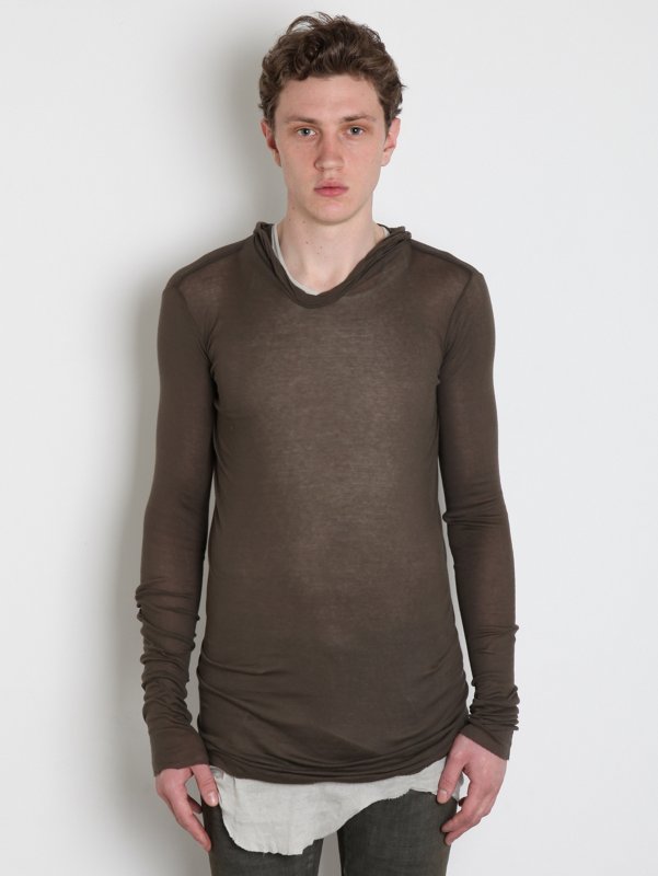 Rick Owens Mens Long Sleeve Hooded T-Shirt