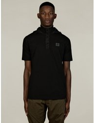 Men's Black Hooded Polo Shirt