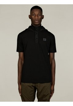 Men's Black Hooded Polo Shirt