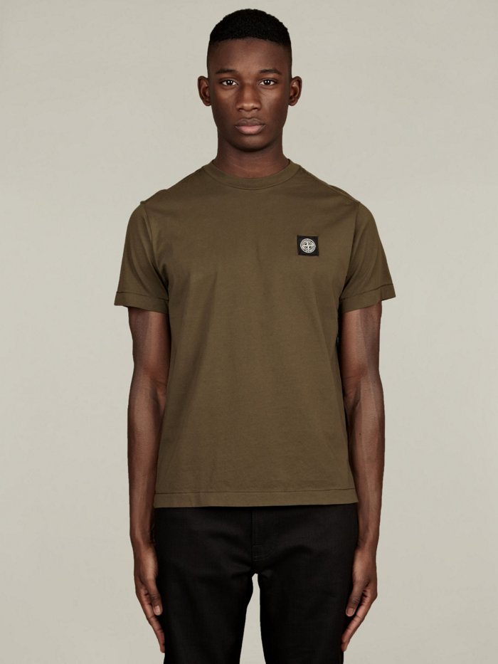 Stone Island Mens Green Basic Cotton T-Shirt