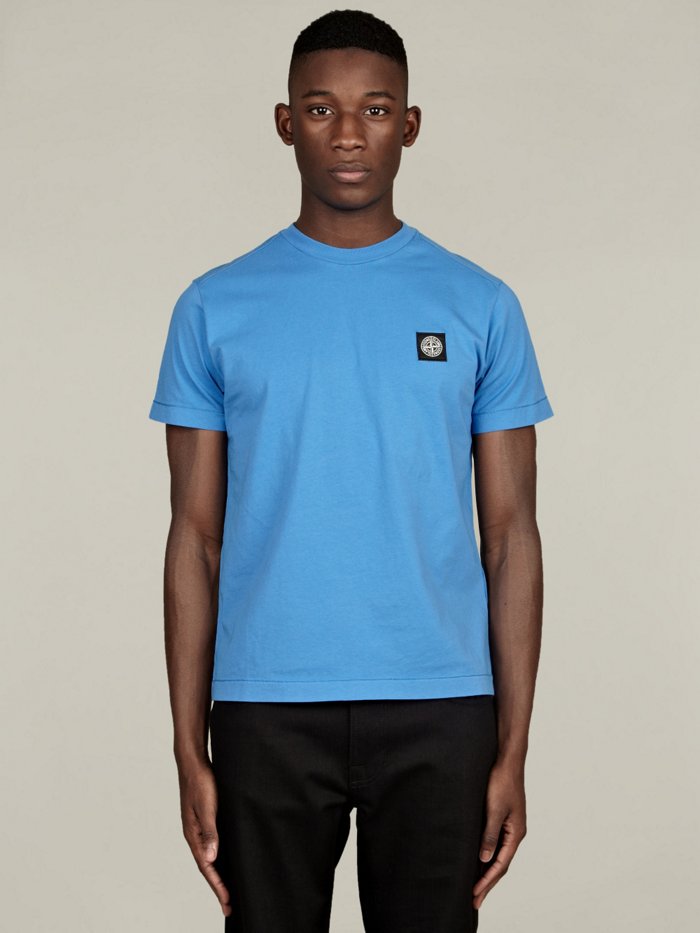 Stone Island Mens Blue Basic Cotton T-Shirt