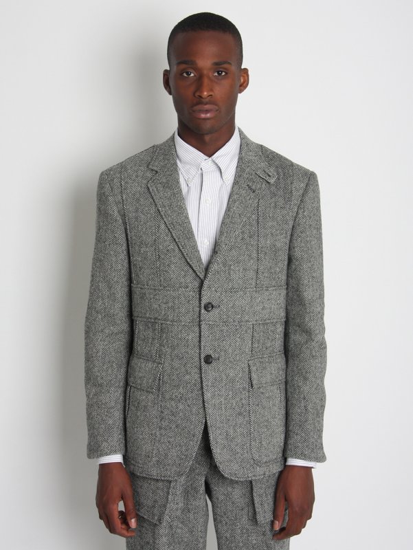THOM BROWNE HERRINGBONE TWEED NORFOLK JACKET