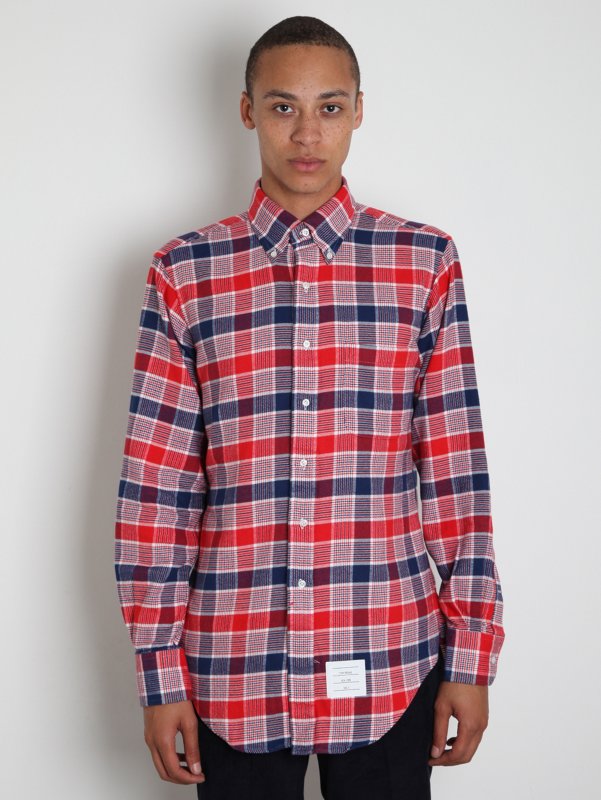 Thom Browne Men's Buff Check Button Down Shirt