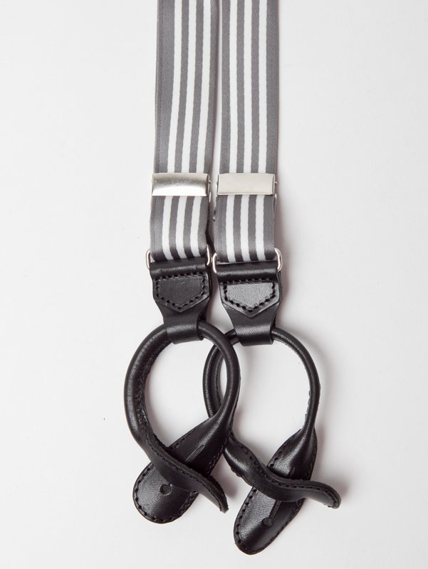 Thom Browne Grey Striped Satin Suspenders