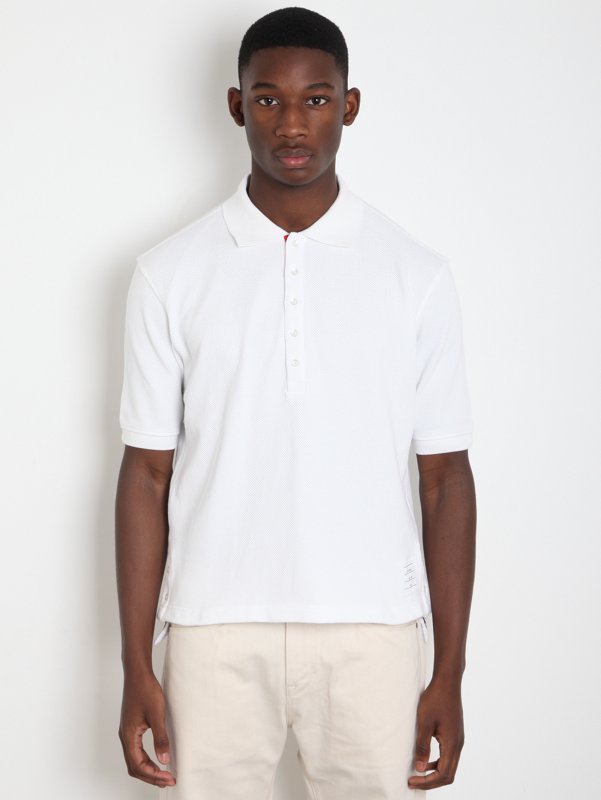 Thom Browne 5 Button Open Pique Polo Shirt