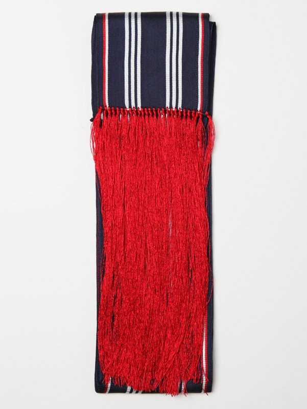 Thom Browne Men's Triple Stripe Silk Fringe Scarf