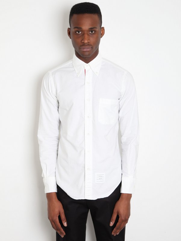 Thom Browne Men's Classic Collar RWB Placket Shirt