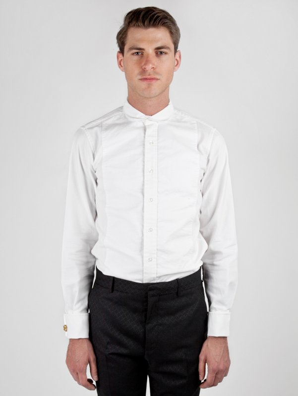 Thom Browne Men's Classic Chaplin Collar Shirt