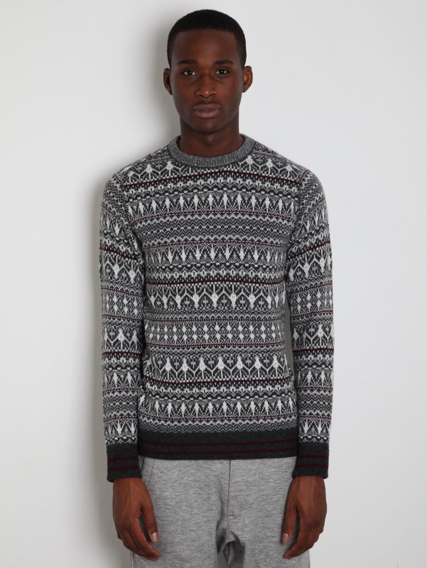 White Mountaineering Men's Jacquard Knit Stratum Pullover