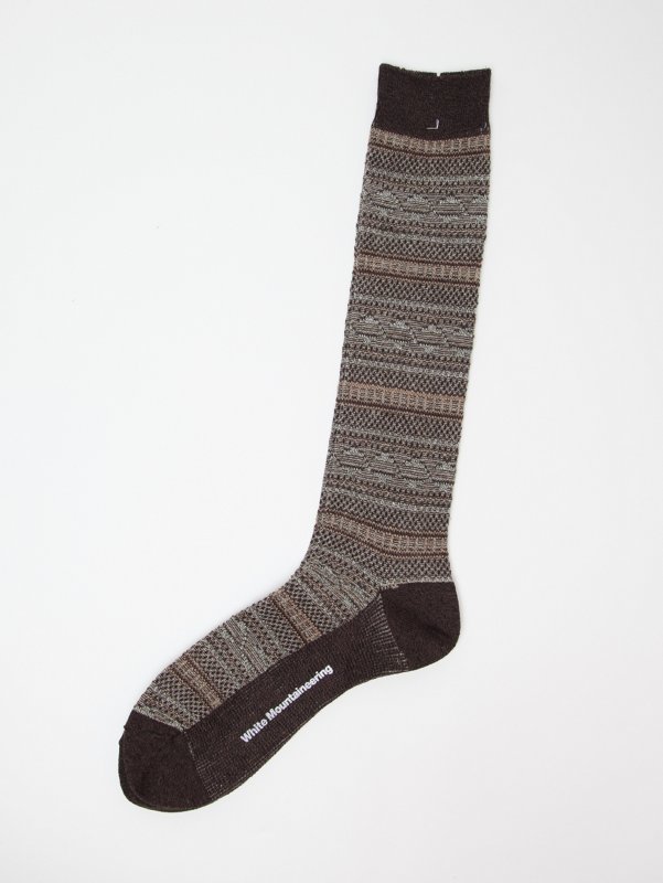 White Mountaineering Men's Border Pattern Jacquard Long Socks