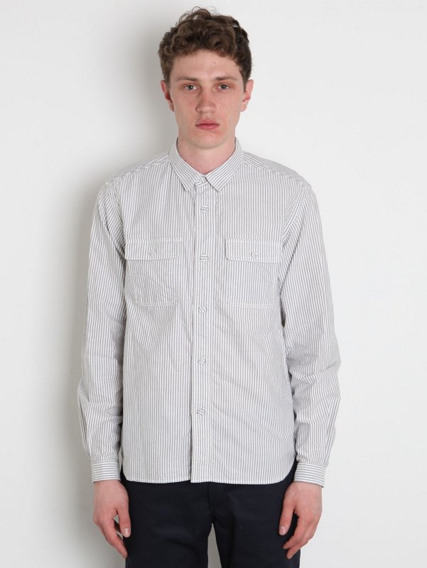White Mountaineering Men's Striped Double Pocket Shirt