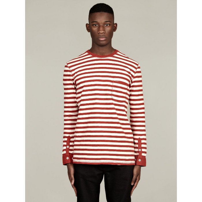 red and white stripe shirt